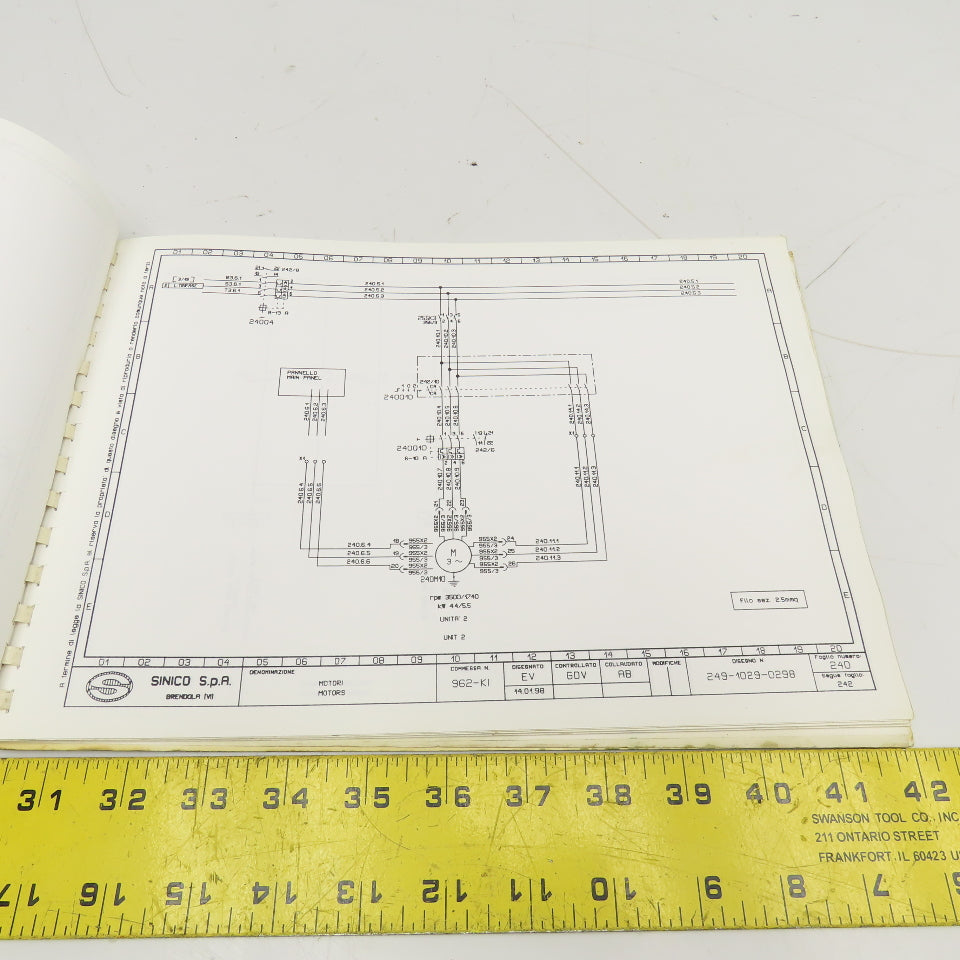 Sinico SIN-O-Matic TR110/2-350 Electrical Schematic Manual
