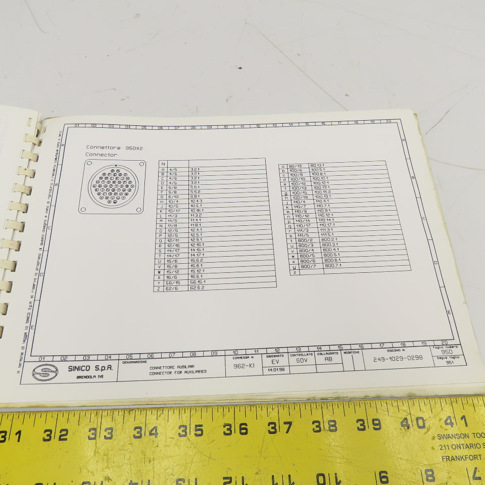 Sinico SIN-O-Matic TR110/2-350 Electrical Schematic Manual