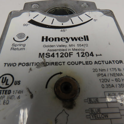 Honeywell MS4120F 1204 Two Position Direct Coupled Actuator 12V 0-90°