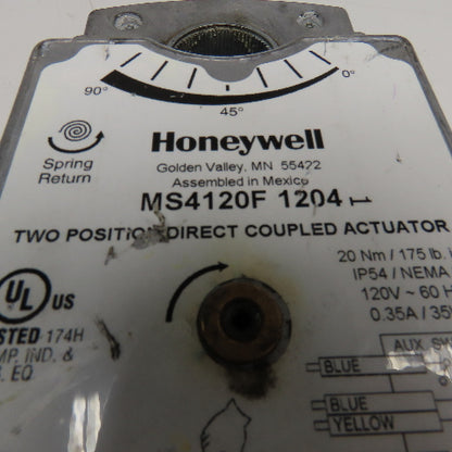Honeywell MS4120F 1204 Two Position Direct Coupled Actuator 12V 0-90°