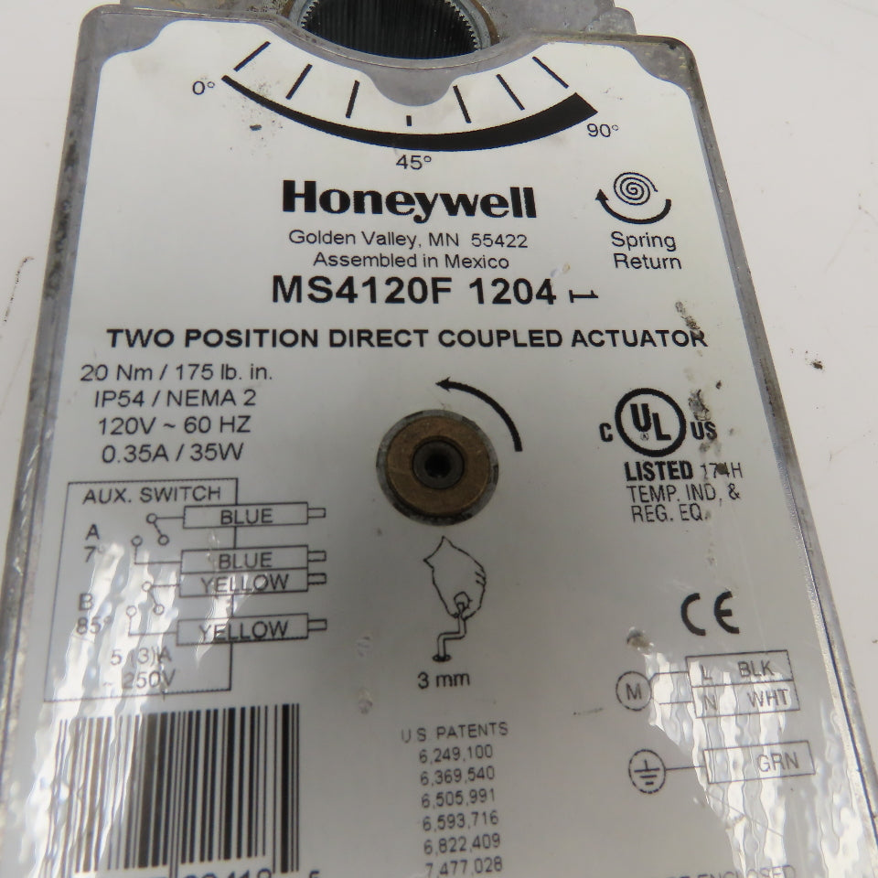 Honeywell MS4120F 1204 Two Position Direct Coupled Actuator 12V 0-90°