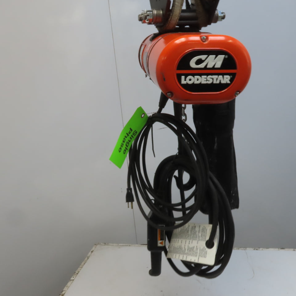 CM Lodestar Model F 1/2 Ton Electric Chain Hoist 16 FPM 30' Lift 115V 1PH