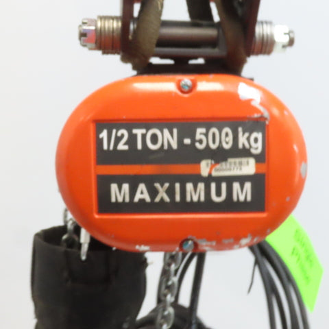 CM Lodestar Model F 1/2 Ton Electric Chain Hoist 16 FPM 30' Lift 115V 1PH