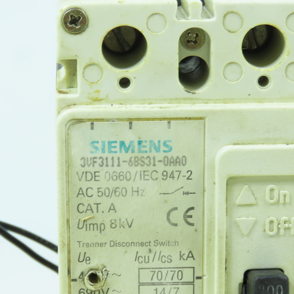 Siemens 3VF3111-6BS31-0AA0 100A Molded Case Circuit Breaker