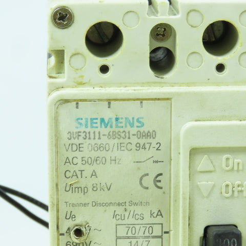 Siemens 3VF3111-6BS31-0AA0 100A Molded Case Circuit Breaker