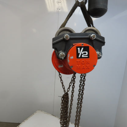 CM Cyclone 1/2-Ton Hoist Low Headroom Push Trolley 10' Lift