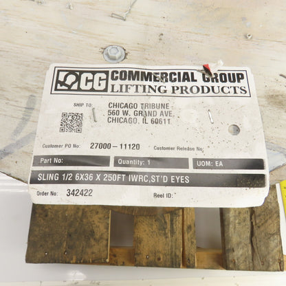 Commercial Group 250' Braided Wire Rope Cable 1/2" 6x36 With IWRC Standard Eyes