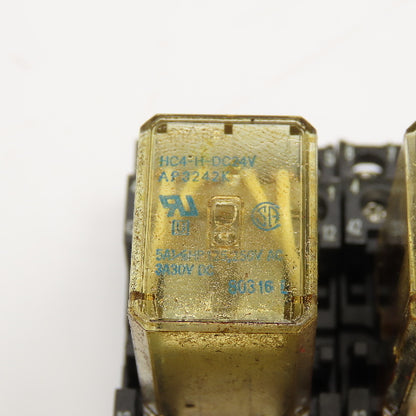 NAIS HC4-H-AC24V 5A 1/16Hp Relay HC4SFD-I Socket Lot Of 2