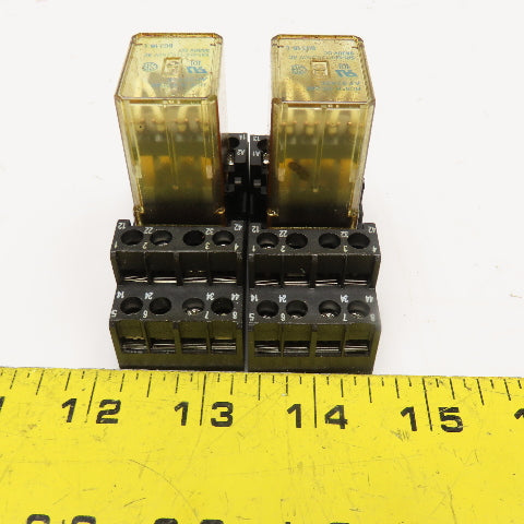 NAIS HC4-H-AC24V 5A 1/16Hp Relay HC4SFD-I Socket Lot Of 2