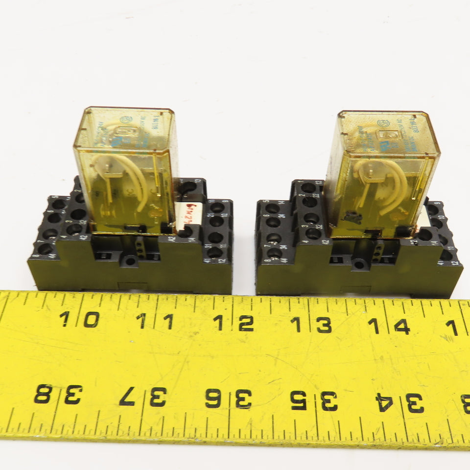 NAIS HC4-H-AC24V 5A 1/16Hp Relay HC4SFD-I Socket Lot Of 2