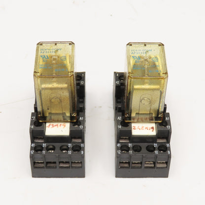 NAIS HC4-H-AC24V 5A 1/16Hp Relay HC4SFD-I Socket Lot Of 2