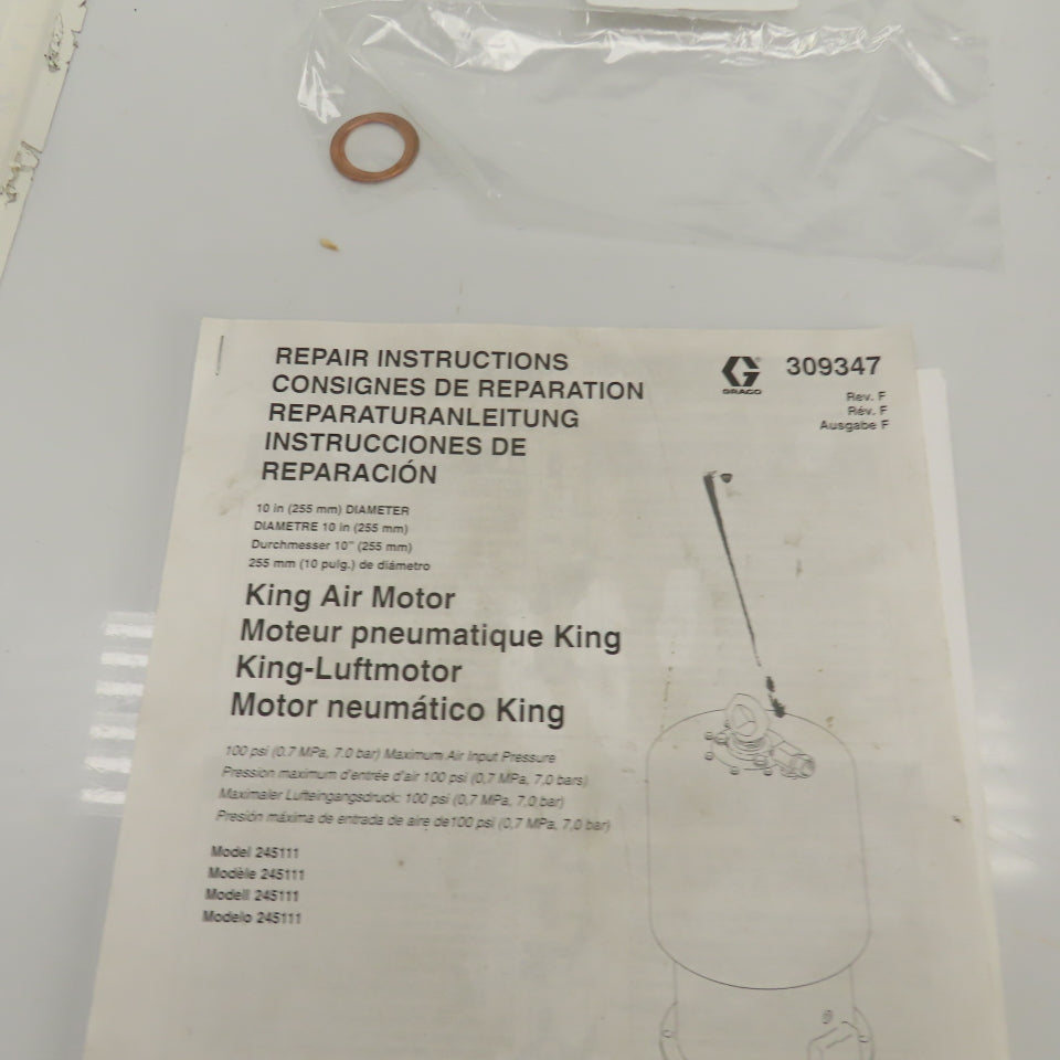 Graco 207647 King Air Motor Rebuild Kit W/ 214852 Trip Rod 21558A 309347