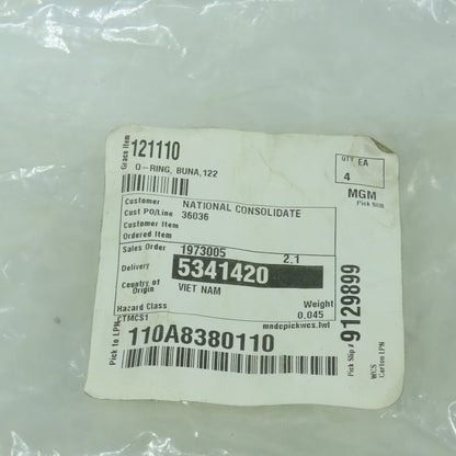 Graco 121110 O-Ring Seal Buna 122 Lot Of 4