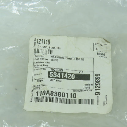 Graco 121110 O-Ring Seal Buna 122 Lot Of 4