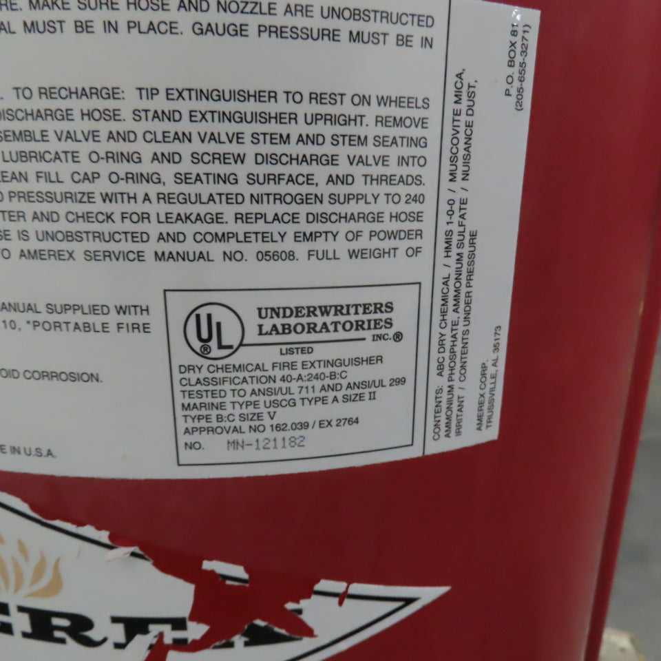 Amerex Portable ABC Dry Chemical 150LB Fire Extinguisher W/ 48' Hose