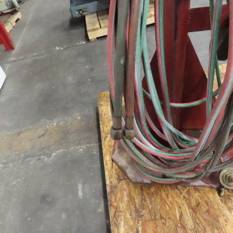2-Tank Steel Stand Holder Oxygen Acetylene Gas Cutting Torch Hose 100'