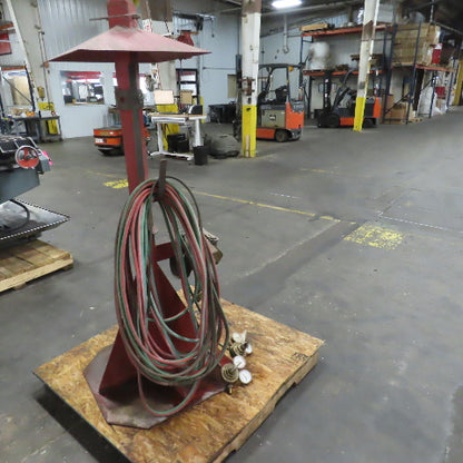 2-Tank Steel Stand Holder Oxygen Acetylene Gas Cutting Torch Hose 100'