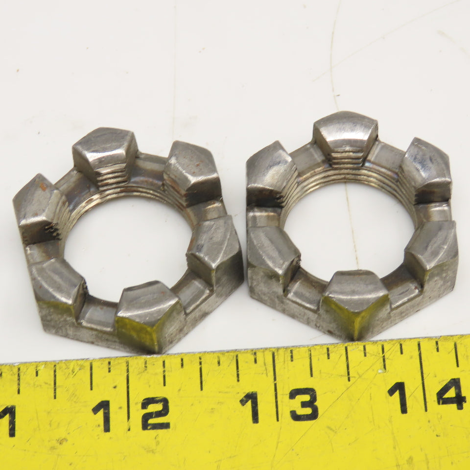 1"-14 Slotted Castle Jam Nut 1/2" Thick Lot Of 2