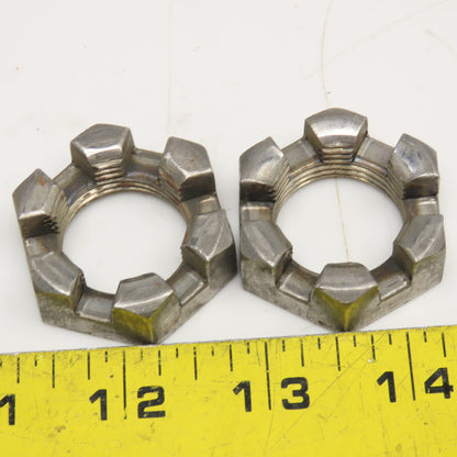1"-14 Slotted Castle Jam Nut 1/2" Thick Lot Of 2