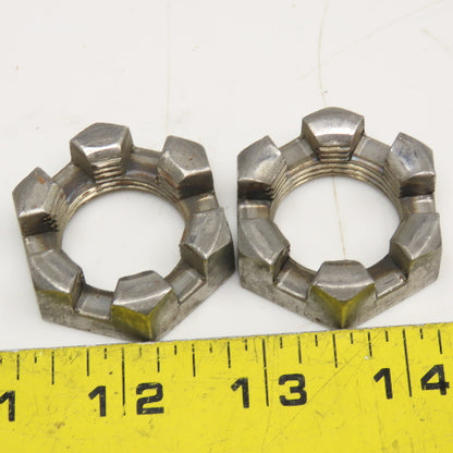 1"-14 Slotted Castle Jam Nut 1/2" Thick Lot Of 2
