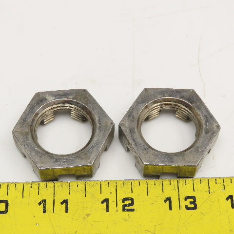 1"-14 Slotted Castle Jam Nut 1/2" Thick Lot Of 2