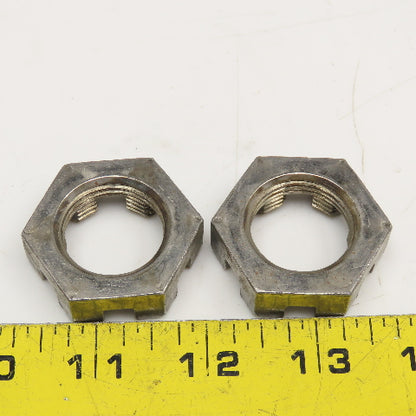 1"-14 Slotted Castle Jam Nut 1/2" Thick Lot Of 2