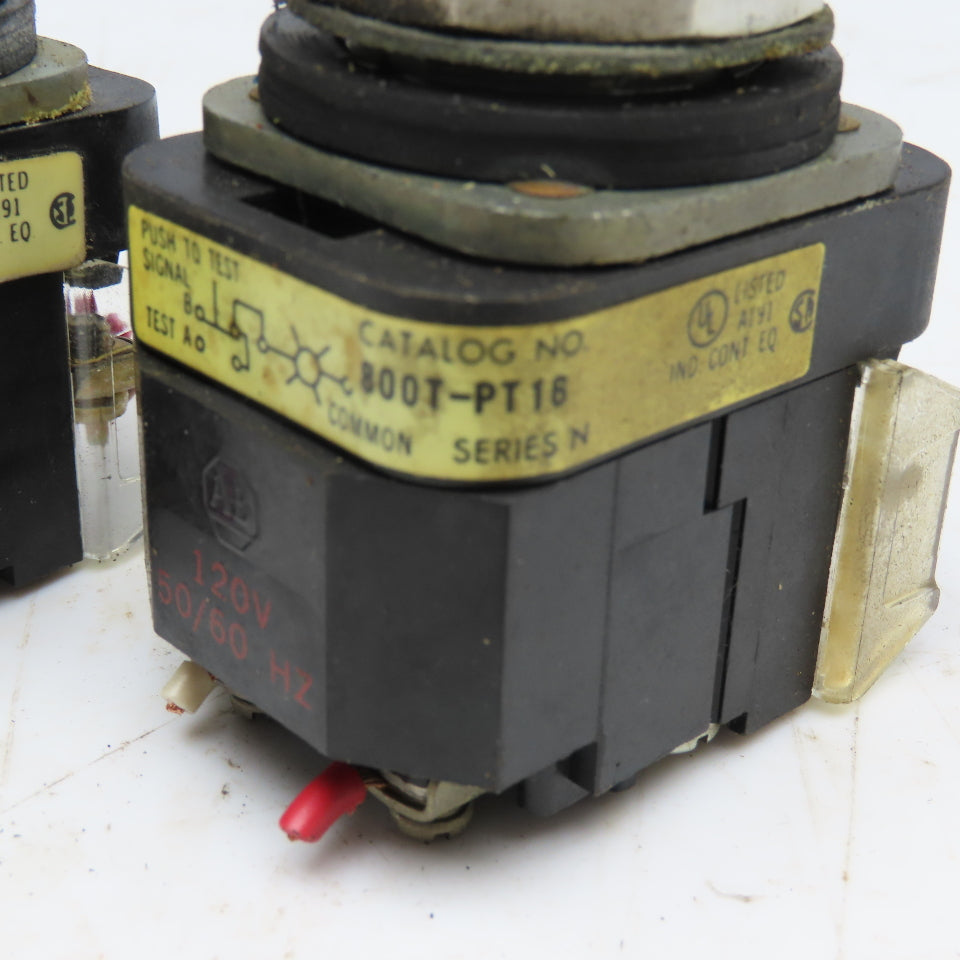 Allen Bradley 800T-PT16 Misc. Illuminated Push Button Switch 120V Lot Of 3