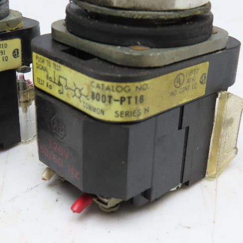Allen Bradley 800T-PT16 Misc. Illuminated Push Button Switch 120V Lot Of 3