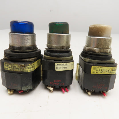 Allen Bradley 800T-PT16 Misc. Illuminated Push Button Switch 120V Lot Of 3