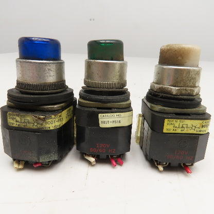 Allen Bradley 800T-PT16 Misc. Illuminated Push Button Switch 120V Lot Of 3