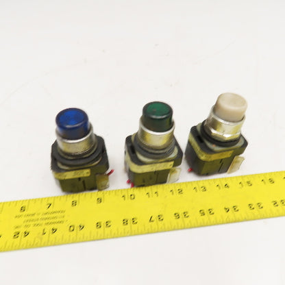 Allen Bradley 800T-PT16 Misc. Illuminated Push Button Switch 120V Lot Of 3