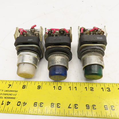 Allen Bradley 800T-PT16 Misc. Illuminated Push Button Switch 120V Lot Of 3