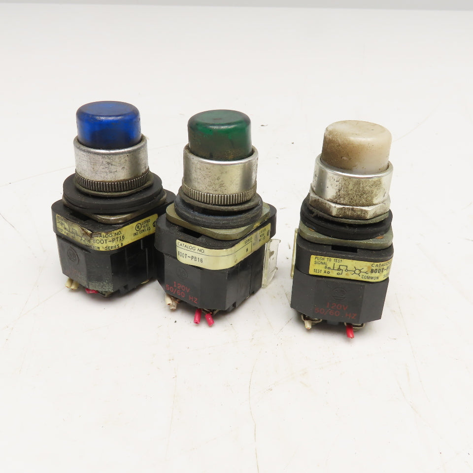 Allen Bradley 800T-PT16 Misc. Illuminated Push Button Switch 120V Lot Of 3