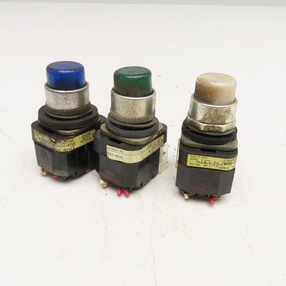 Allen Bradley 800T-PT16 Misc. Illuminated Push Button Switch 120V Lot Of 3