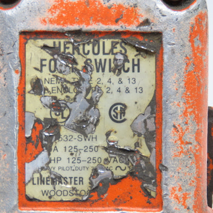 Hercules 532-SWH 125-250VAC Foot Pedal Operator Switch