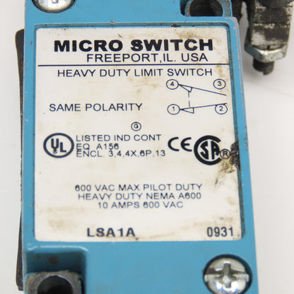Micro Switch LSA1A 600V 10A Cam Roller Rocker Arm Heavy Duty Limit Switch
