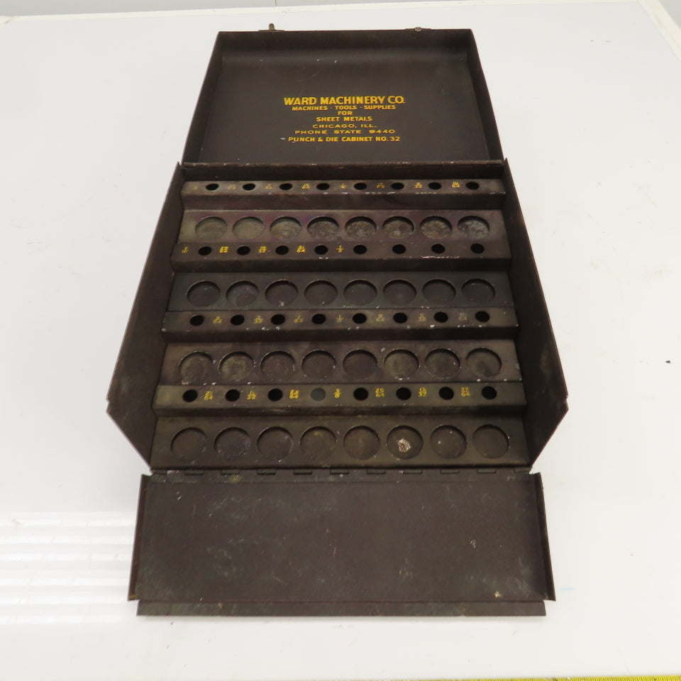 Ward Machinery Round Punch & Die Vintage Cabinet Tool Holder 64 Space