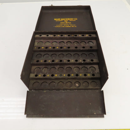Ward Machinery Round Punch & Die Vintage Cabinet Tool Holder 64 Space