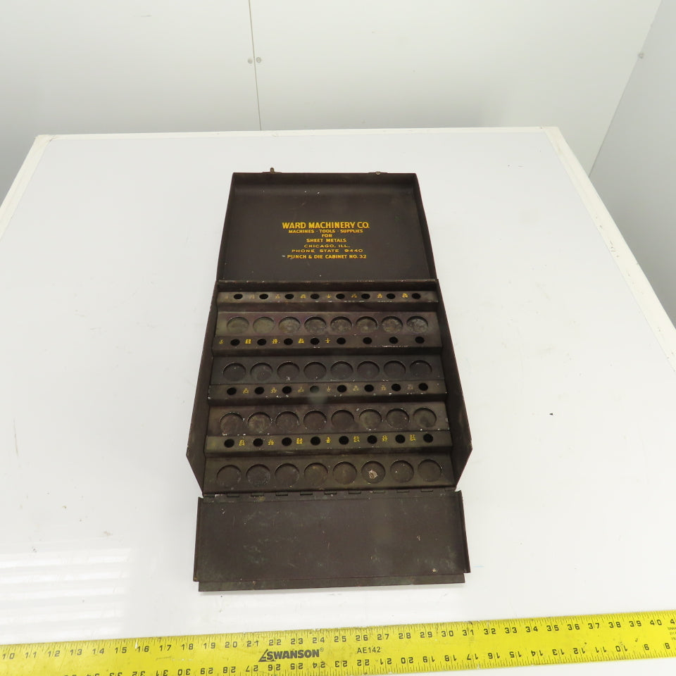 Ward Machinery Round Punch & Die Vintage Cabinet Tool Holder 64 Space