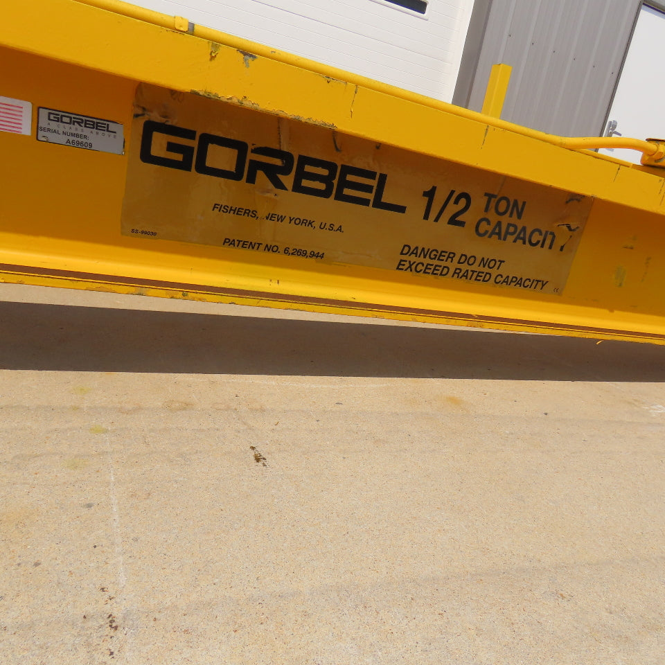 Gorbel 1/2 Ton Mast Pillar Jib Crane 24'-4" Span 24' Travel 12' Head Room