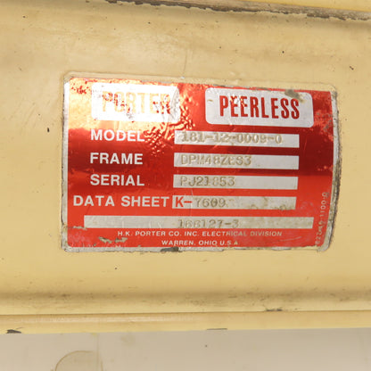 Porter Peerless 181-12-0009-0 DC Motor 3/4" Shaft DPM48ZS3 From Wiedematic 4560