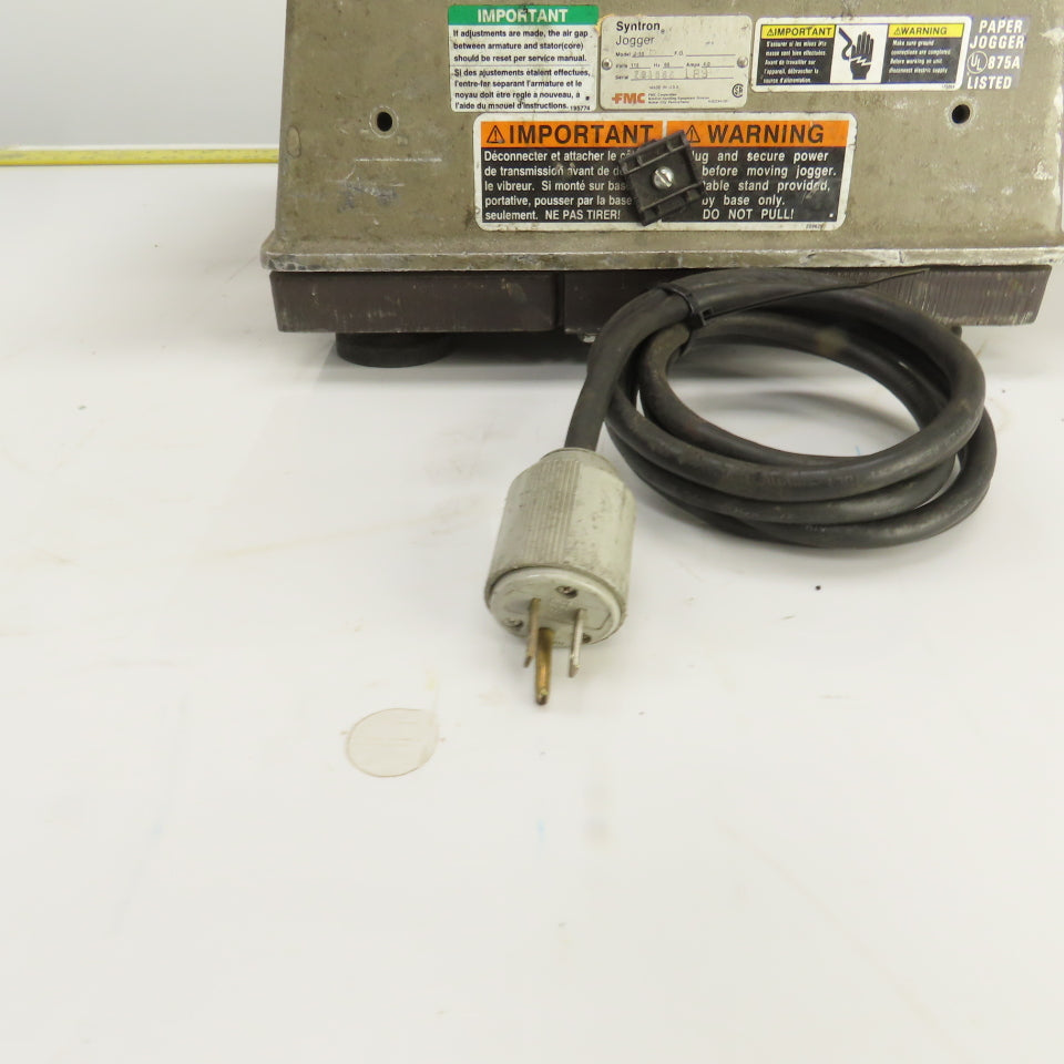FMC Jogger J-50-B Flat Deck Paper Jogger Shaker Table 115V 1PH (Broken Top)
