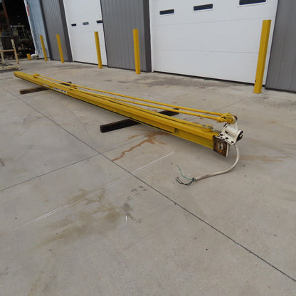 500Lbs. Capacity Overbraced Wall Mount Jib Crane 25'-6" Span 23' Travel