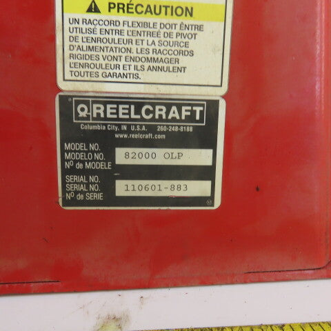 Reelcraft 8200OLP 1/2" x 70' Dual Pedestal Spring Retracting Air Water Hose Reel