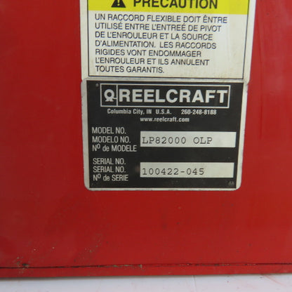 Reelcraft LP8200 OLP 3/4" x 90' Spring Retractable Liquid Propane Gas Hose Reel