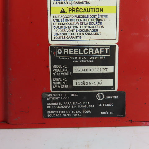 Reelcraft TW8400 OLPT 1/4" x 36' Spring Retractable Twin Line Welding Hose Reel