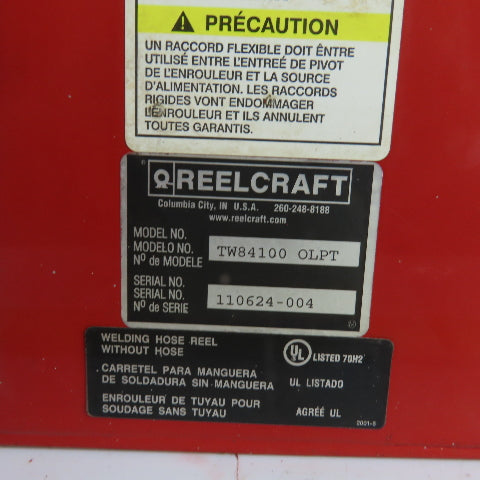 Reelcraft TW84100 OLPT 1/4" x 65' Spring Retractable Twin Line Welding Hose Reel