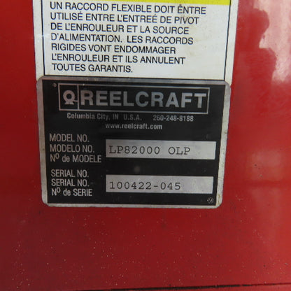 Reelcraft LP8200 OLP 3/4" x 39' Spring Retractable Liquid Propane Gas Hose Reel