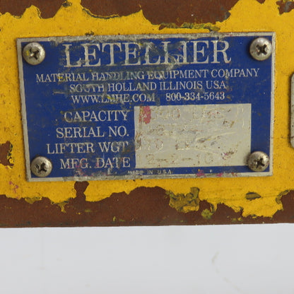 Letellier Material Handling Die Lifting Tongs 1000 LB Lift Capacity 22" Open