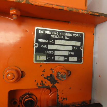 Saturn Engineering 1 Ton Power Beam Hoist Tractor Drive Trolley 19FPM 1PH